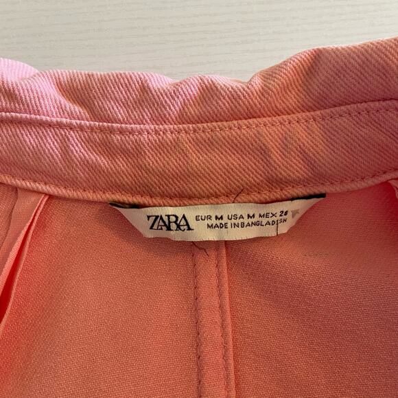 Zara Oversized Pink Denim Jacket Jean Shacket Button Front Medium - Picture 9 of 13